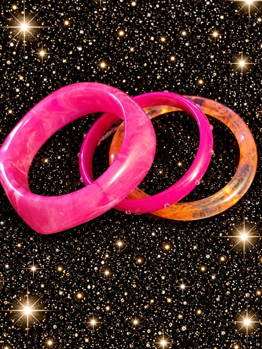 Pinup Pink Resin Bangle Set - Women Jewelry